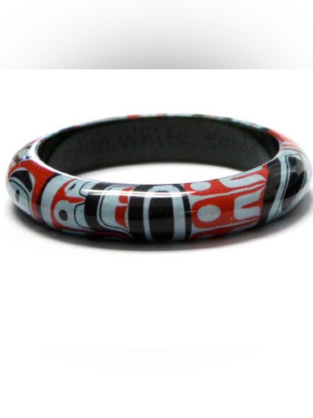 Haida First Nation ‘Raven Moon’ Wooden Bangle Bracelet by Gordon White